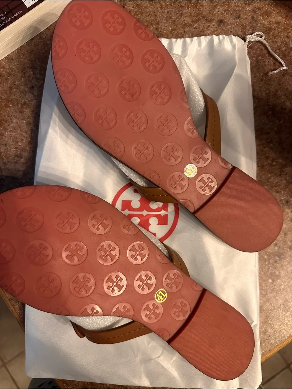 Women's Brown Logo Cutout Slide Sandals - Leather Slip-On